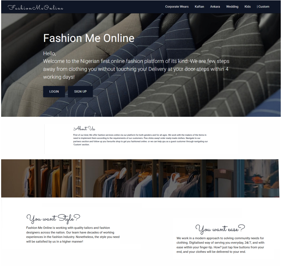 UI for Fashion me online